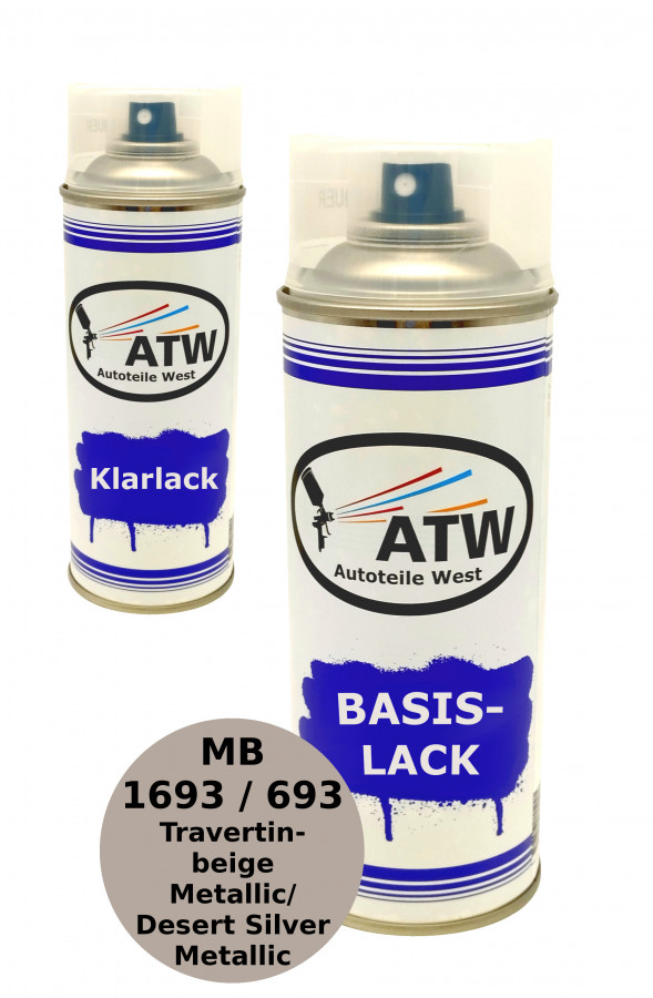 Autolack für Mercedes Benz 1693 / 693 Travertinbeige Metallic / Desert Silver Metallic+400ml Klarlack Set